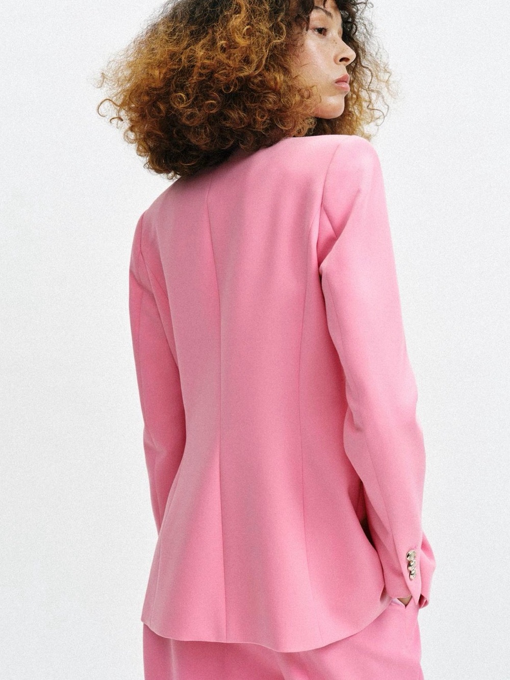 Zara Pink Single-Button V-Neck Blazer - Picture 4 of 10